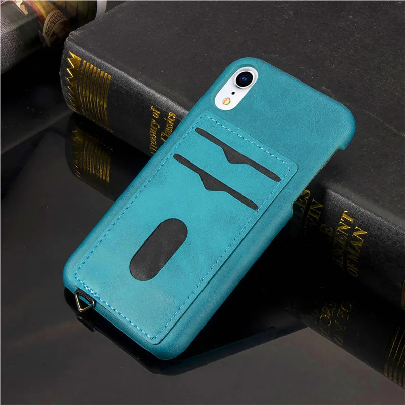 Blue Роскошный чехол из искусственной кожи для iPhone XS MAX чехол-накладка держатель для карт защитный чехол для iPhone 11 Pro X XR XS Max 8 7 6 Plus - Цвет: Blue