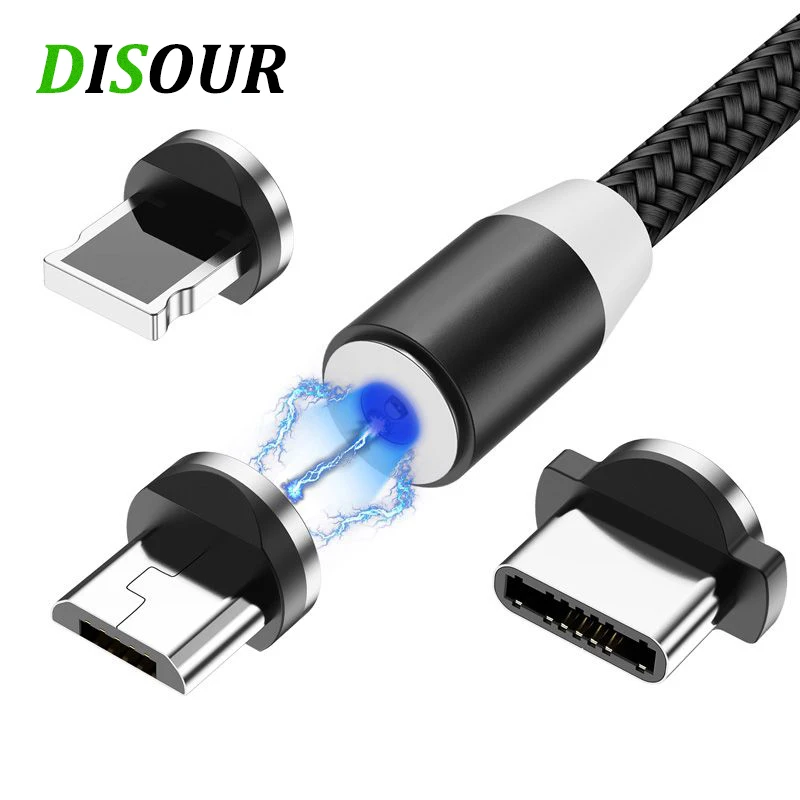 2 м светодиодный магнитный usb кабель Micro USB C для быстрой зарядки type магнитное