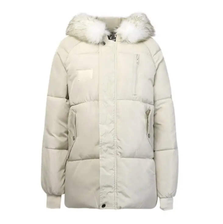 Пуховик женский зимний на молнии повседневная куртка с длинным рукавом и меховым