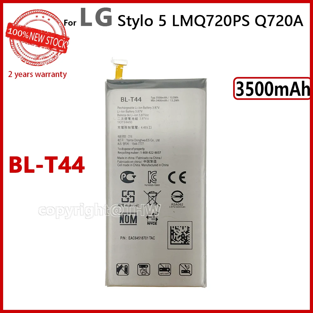 100% оригинальная 3500 мА · ч BL-T44 Новая батарея для LG Stylo 5 LMQ720PS Q720A батареи телефона с