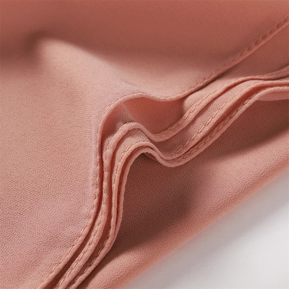 Plain Color 2-Piece in A Set Muslim Hijab Headscarf Women's Turban Premium Chiffon Long Shawl And Tie Jersey Inner Cap 180x70CM
