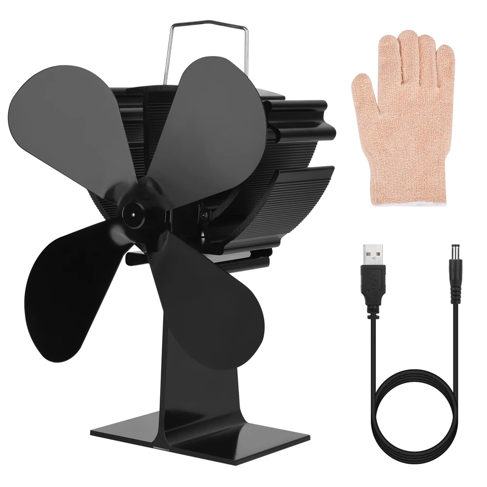 

Fireplace Stove Fan 4 Blade Heat Powered Log Wood Burner Eco-Friendly Quiet Fan Home Efficient Heat Distribution