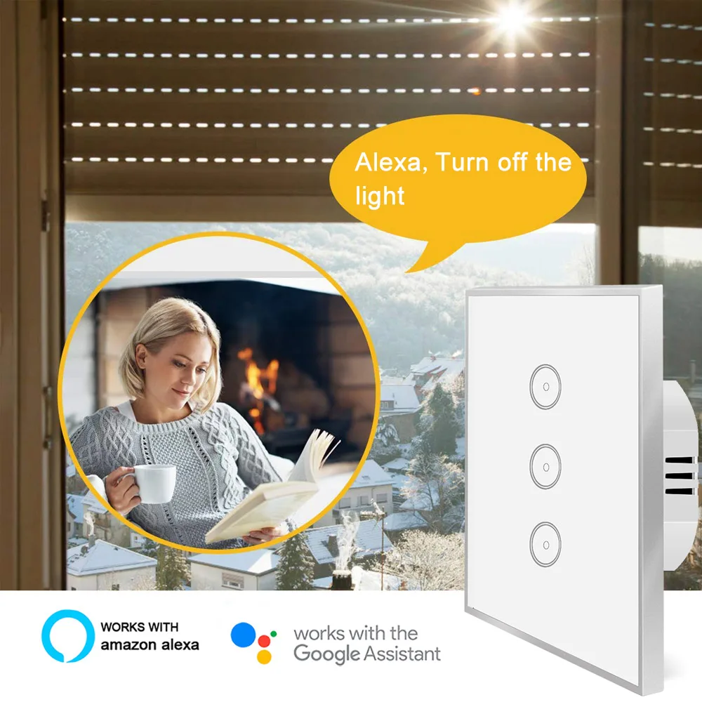 Выключатель сенсорсветильник с поддержкой Alexa и Google Assistant металлической