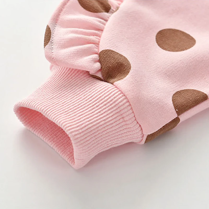 2019 новая футболка для маленьких девочек Осенняя Милая в горошек с длинными