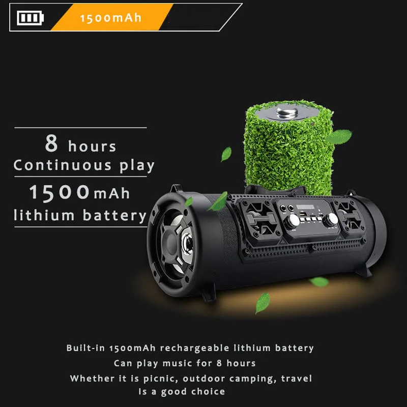 Переносная Bluetooth колонка Hi-Fi с FM-радио уличная объемным звуком 15 Вт сабвуфер