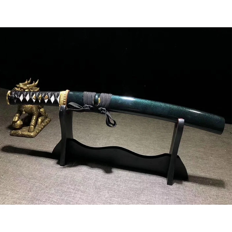 Handmade T10 Steel under the Solid to Burn Blade Japanese sword katana short Bending of knife Very sharp samara wakizashi