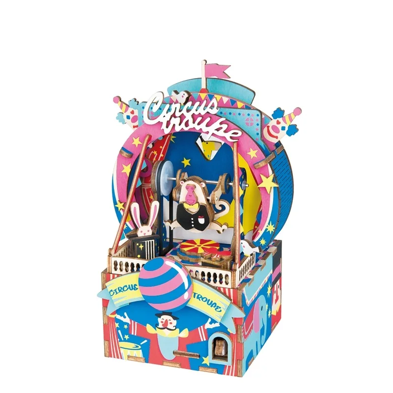 

Building Toy New Arrival DIY 3D Kitty Ballet Wooden Puzzle Game Assembly Moveable Music Box Toy Gift for Children Kids Adult AMD