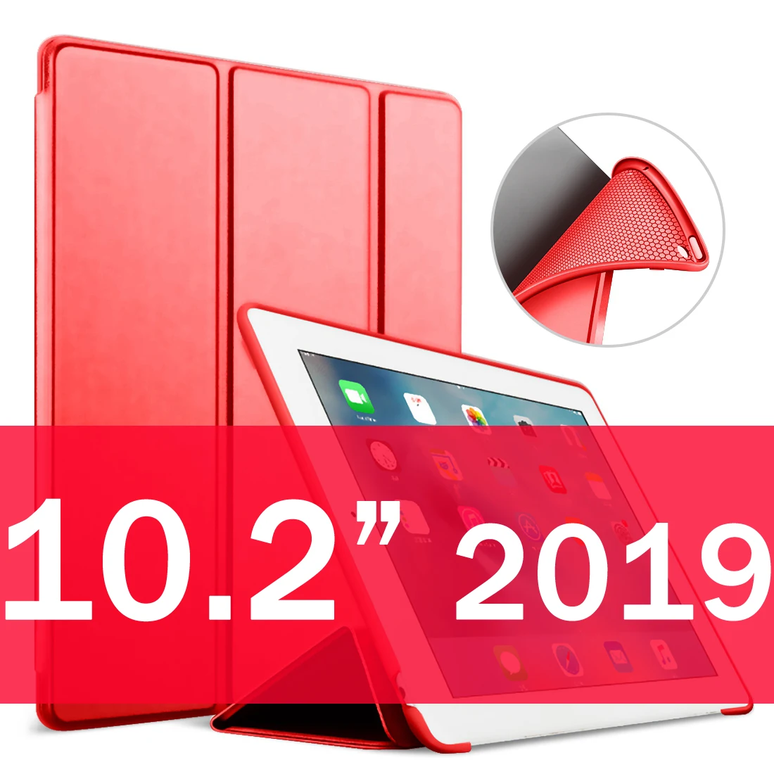 10.2 Red Для iPad Air 2 Air 1 чехол 9,7 Funda силиконовый мягкий задний из искусственной кожи умный чехол для iPad 6го поколения Чехол 10," - Цвет: 10.2 Red