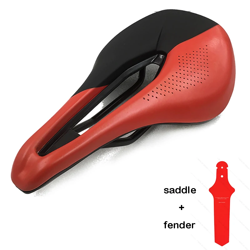 Red with fenders Ironman s Триатлон велосипедное седло MTB дорожный велосипед Гоночные Седла Сиденье широкое Sillin Bicicleta PU дышащее мягкое сиденье подушки части - Цвет: Red with fenders