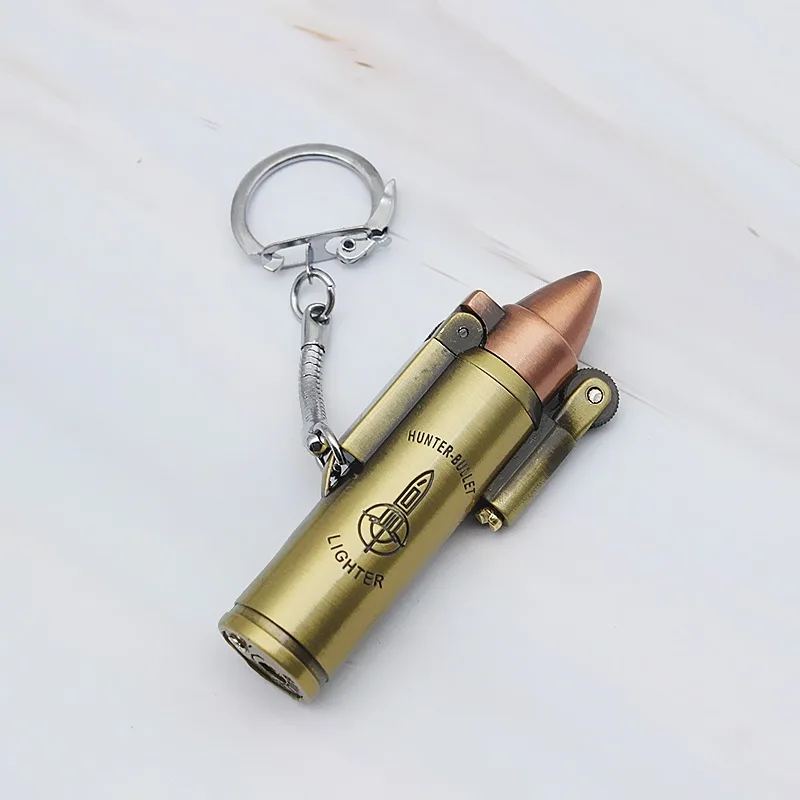 

Retro Bullet Flint Jet Torch Lighter Turbo Butane Cigar Key Chain Lighter Metal Gas Cigarette Windproof Lighter Gadget For Man