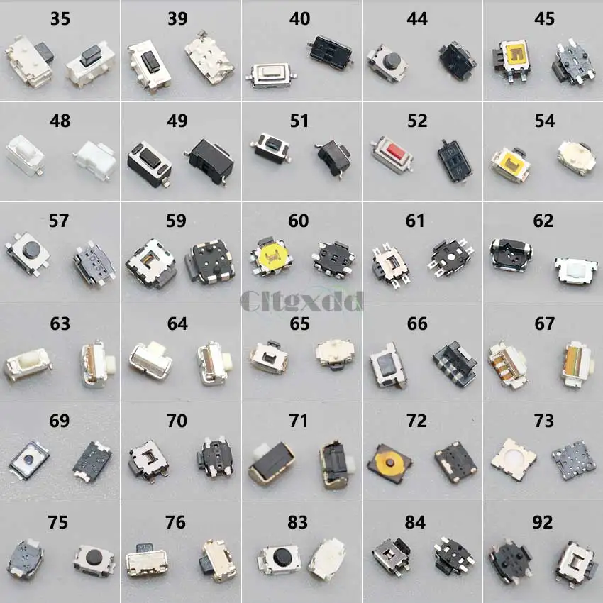 Cltgxdd 30models 30PCS  2*4 3*4 3*6 3X6X3.5MM Tactile Tact Push Button Micro Switch For Samsung S4 HTC Nokia Motorola Xiaomi