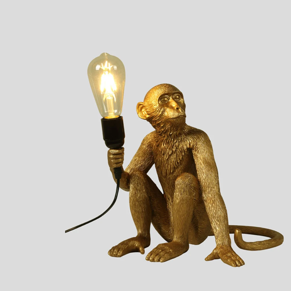 

Modern Creativity resin monkey LED E27 floor lamp hemp rope loft floor lamp modern interior lighting decoration standing lamps
