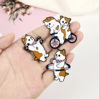 fitness puppy enamel pin funny personalized animal brooch shirt lapel bag cute badge cartoon puppy jewelry friends gift