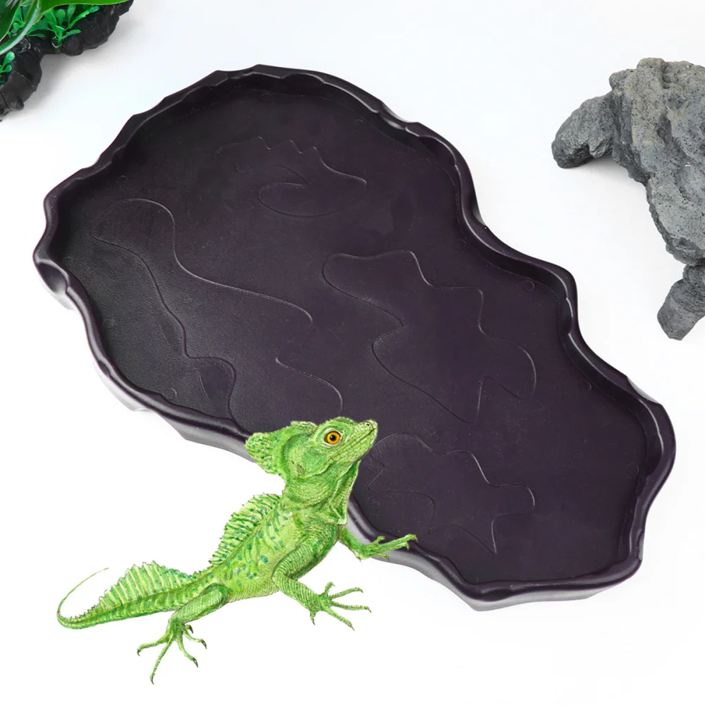

Reptile Resin Food Dish Water Basin Tortoise Feeding Bowl Practical Lizard Feeder (Coffee, Size)