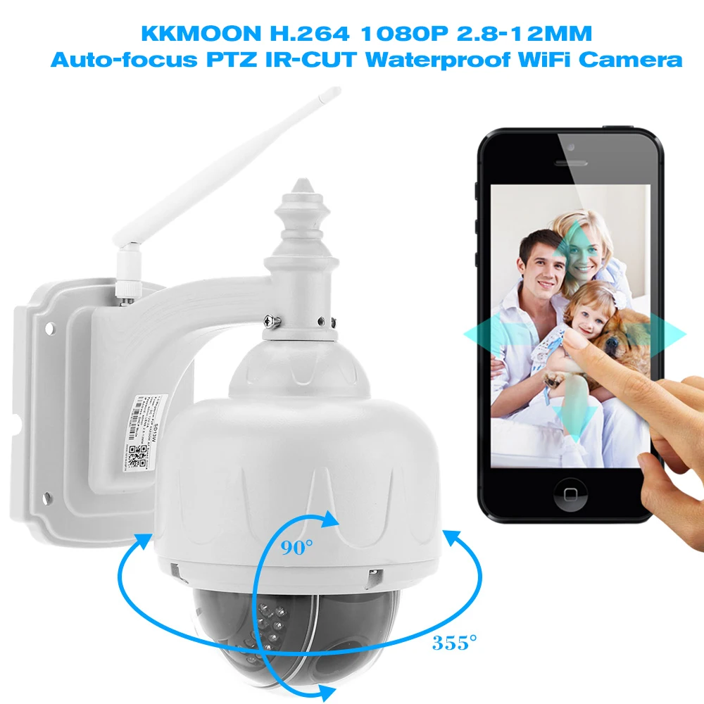 KKmoon HD 1080P Беспроводная ip камера WiFi видеонаблюдения 2 8 12 мм автофокус PTZ