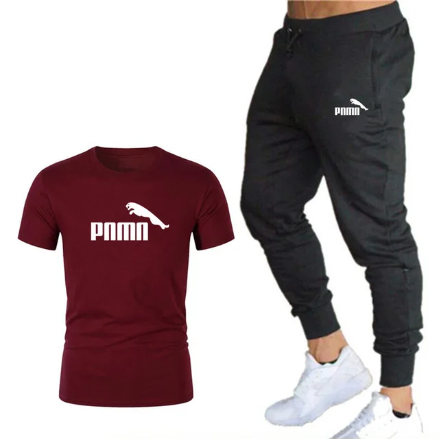 

New men's fashion two-piece T-shirt + casual pants suit men's summer new printed T-shirt high-quality cotton short-sleeved sport