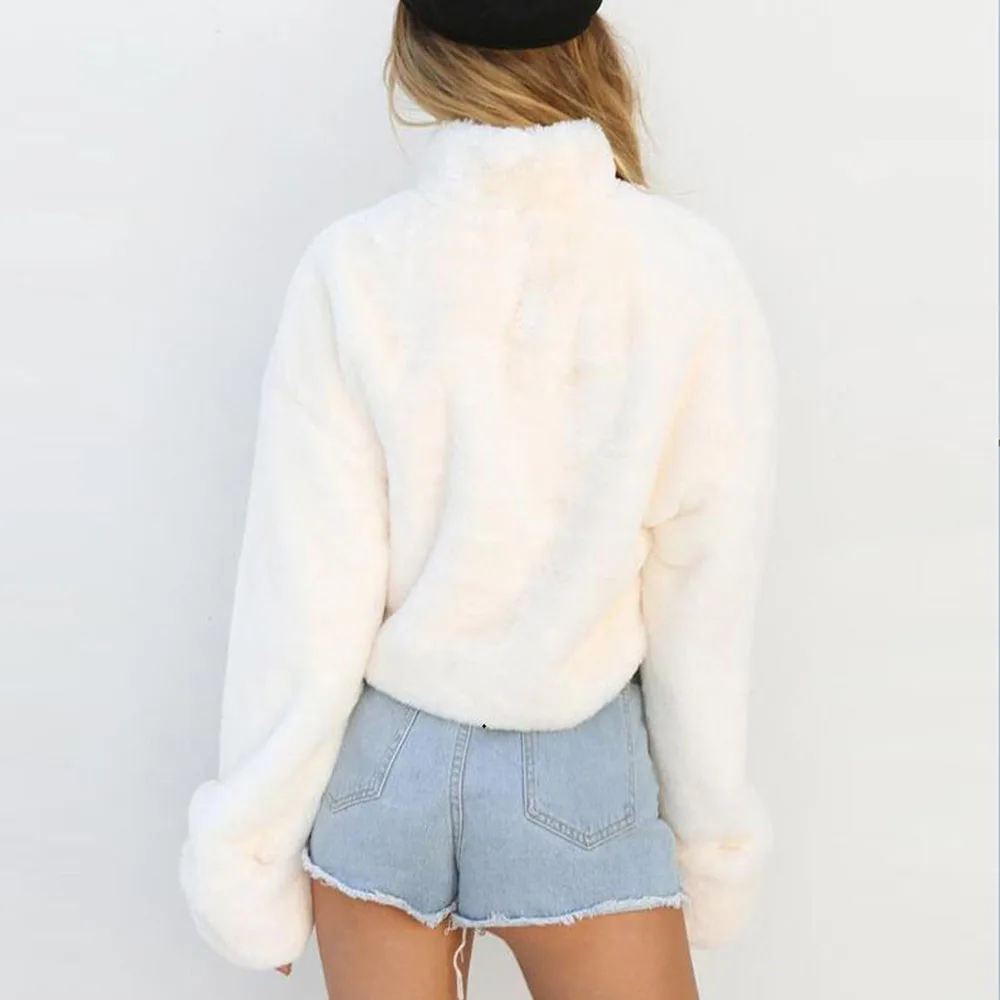 White Plush Winter Turtleneck Sweater Women Autumn Faux Fur Loose Casual Soft Warm Fluffy Oversized Pull Femme | Женская одежда