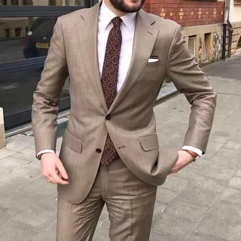 

Slim Fit Wedding Tuxedo for Groomsmen 2 Piece Custom Made Men Suits with Pants Male Fashion Jacket Business Cosutme Latest Style