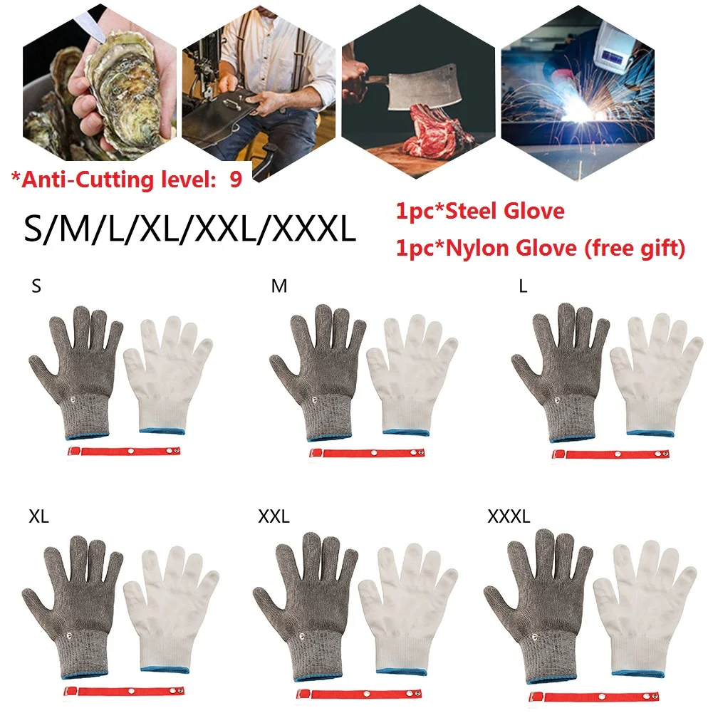 

Protective Glove Stainless Steel Working Glove Anti-cutting Steel Gloves Protection Grade 9 Gloves Butcher Protect Meat Glove