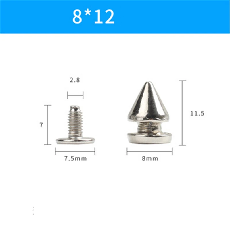 

10-30 sets of metal silver tapered screw rivet stud DIY crafts leather shoe bag clothing punk rivet spike cool decorative button