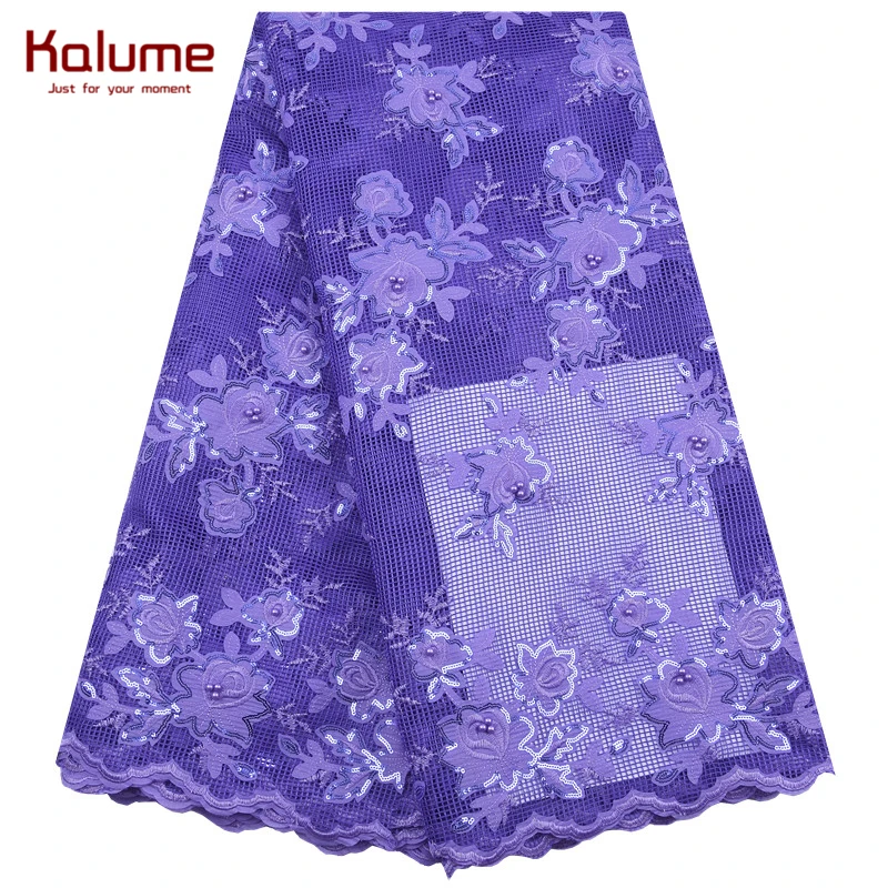 Kalume Latest African Sequins Lace Fabric Pure White French Mesh Fashion Nigerian Tulle For Wedding Dress F1903 | Дом и сад