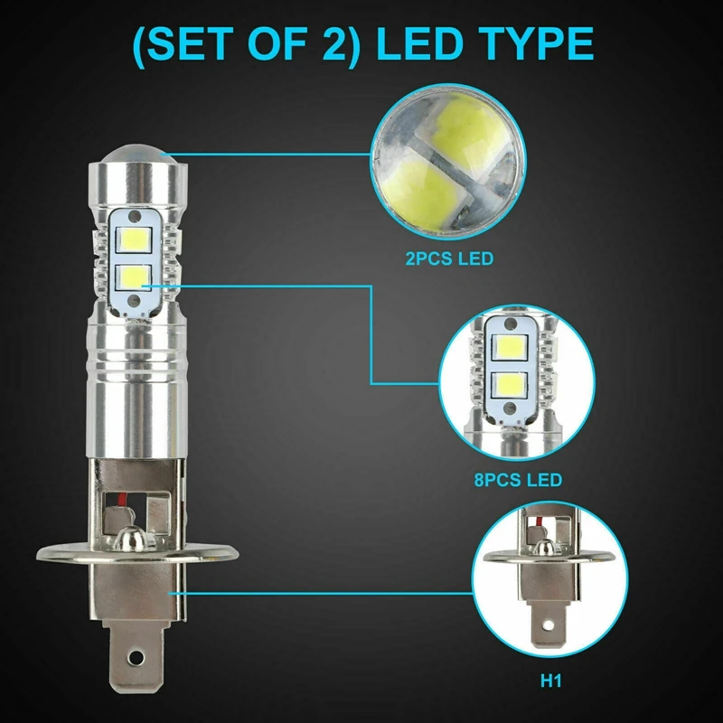 

4PCS H1 LED Headlight Fog Driving Light Bulbs 6000K Super White 200W
