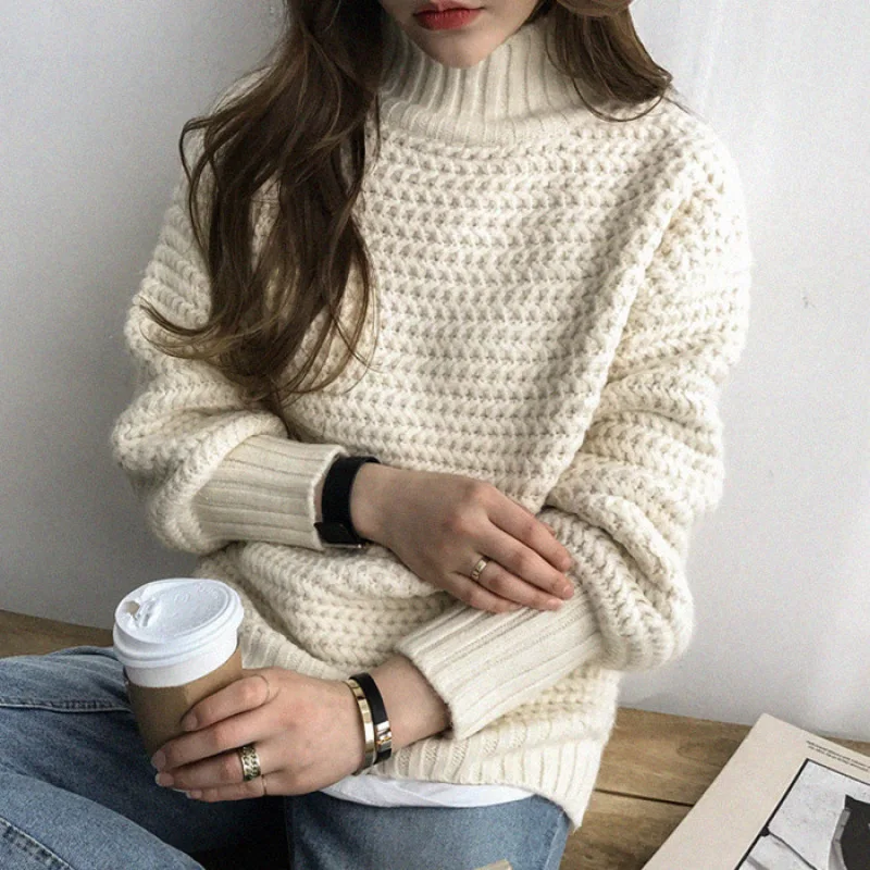 Women Winter Warm Turtleneck Chunky Knitted Sweater Knit Long Sleeve Jumper | Женская одежда