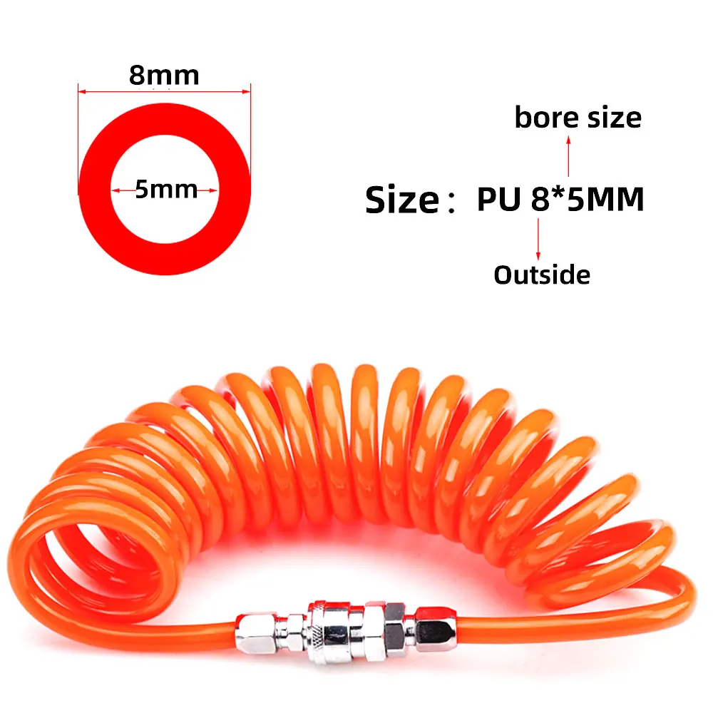 

HIFESON Air Compressor Telescopic Spiral Hose Flexible Pneumatic PU Spring Tube 8*5mm Air Tool Pipe3M/6M/9M/12M/15M