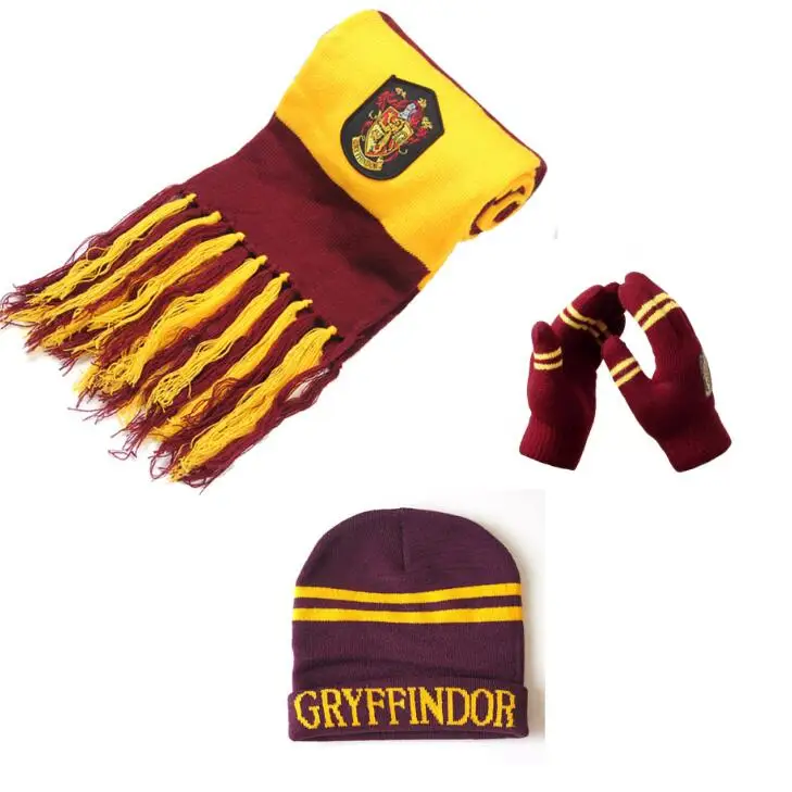 Хогвартс Шарфы шапки перчатки Гриффиндор/Слизерин/Hufflepuff/Ravenclaw Гарри поттер шарф шарфы шапки сенсорные перчатки подарок на Хэллоуин