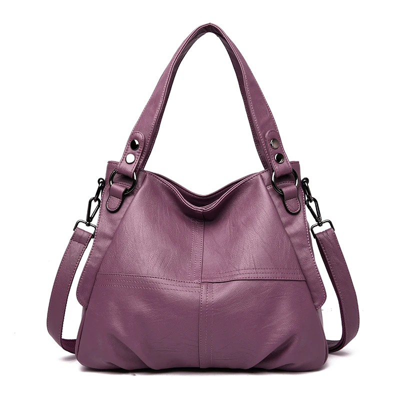 Purple Известный бренд модные женские большие сумки тоут женские роскошные Дизайнерские Сумочки качественные кожаные большие сумки через плечо - Цвет: Purple