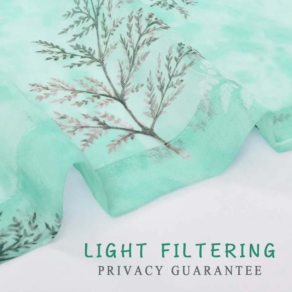 Полупрозрачные шторы с принтом листьев 1 шт. | Дом и сад