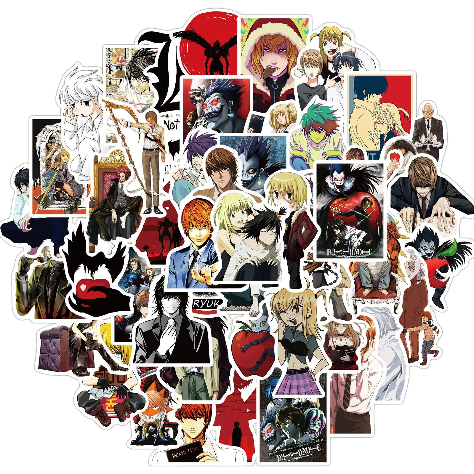 DEATH NOTE-pegatinas japonesas de Anime para ordenador port&aacute;til, casco de monopat&iacute;n para motocicleta, Juguetes DIY, grafiti, 10/30/50 Uds.-0