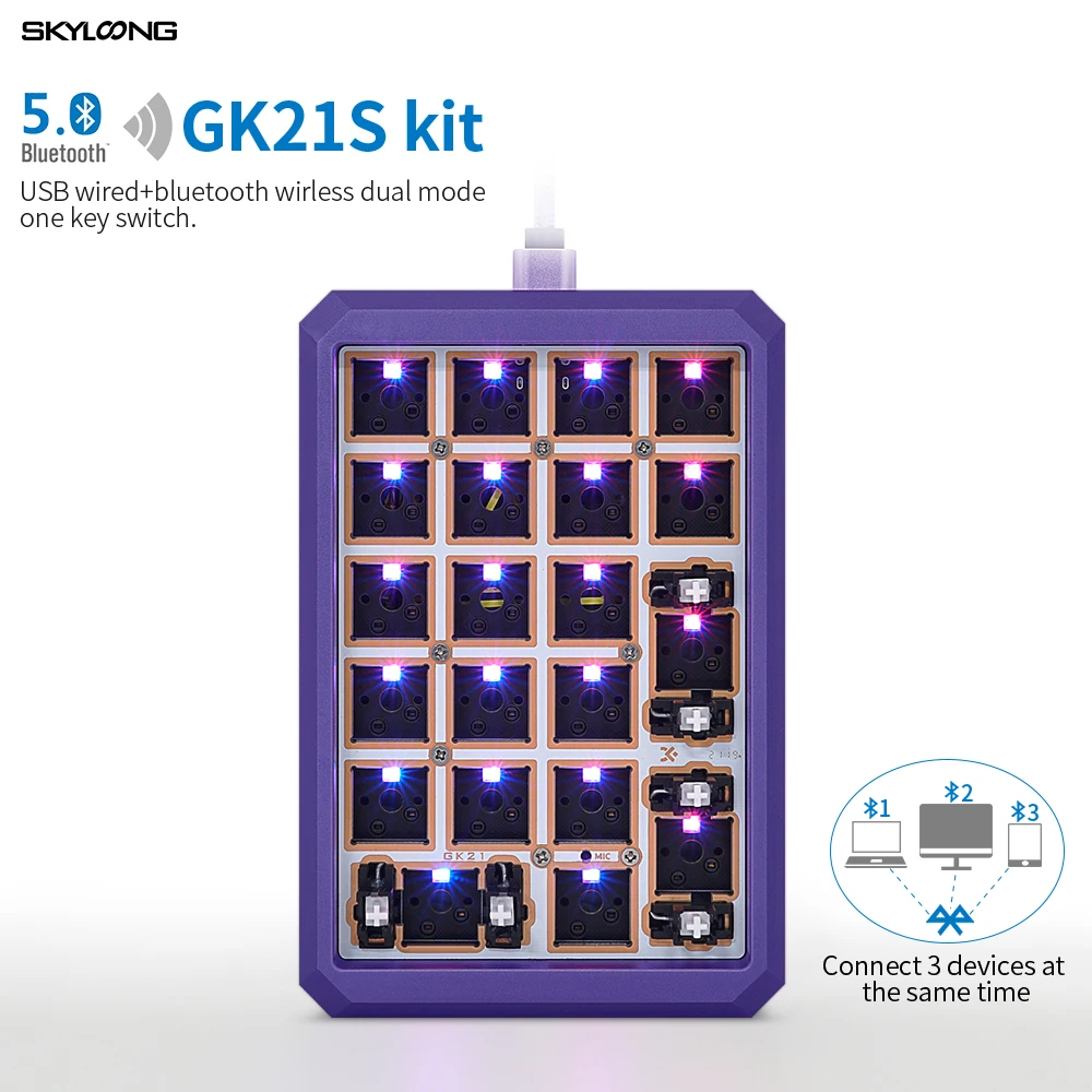 

Keypro GK21S GK21 RGB 21 Keys HOT SWAP Bluetooth PCB Aluminum Alloy Shell Mechanical Keyboard Numpad Double Mode DIY KIT