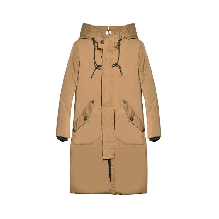 Новый пуховик средней длины для мужчин зимой 2019 с толстой теплая кепка и белый