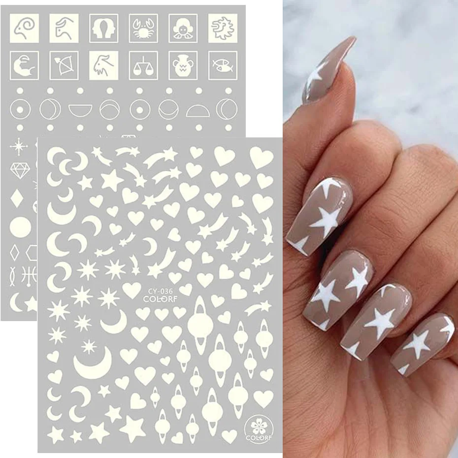 3d Luminous Nail Stickers Flame Butterfly Star Moon Summer Design Glow In The Dark Sliders Manicure Decorations Equipment | Красота и