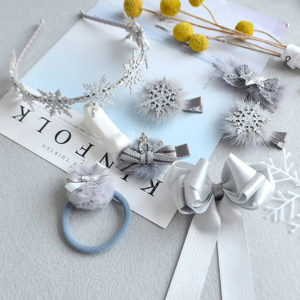 

Cute Children Snowflake Bow Hairband for Girls Fashion Sweet Glitter Headband Thin Hair Hoop Headwear Gifts