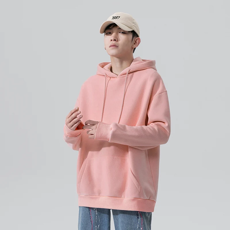 

IKNIKEC Men Hoodies Solid color Sweatshirts Fleece Oversize Loose Hoodie Fashion Hip Hop Sweatshirt Couples