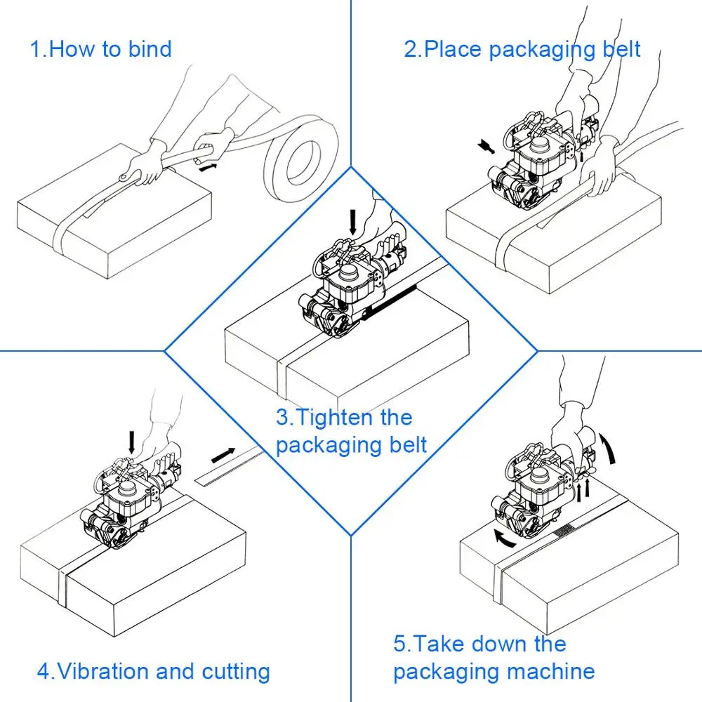 

HandheldPneumatic Friction Welding Baler Machine 3500N Max Tension Pneumatic Strapping Machine B19 PP PET Plastic Strapping Tool
