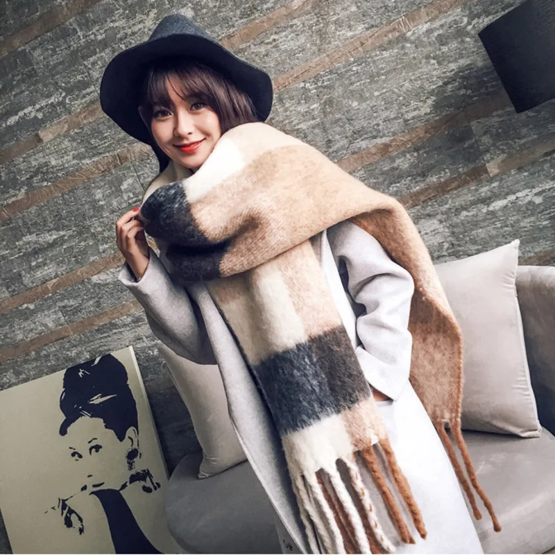 LANMREM 2019 корейская версия цвета подходящий шарф зима новый утолщенный женский