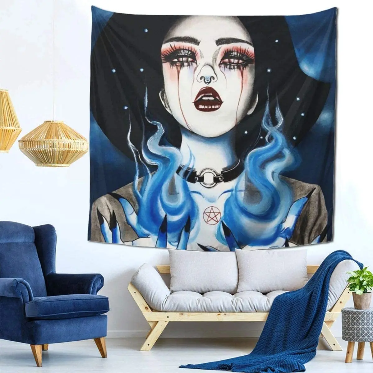 

Gothic Women Girl Wall Hanging Tapestry - Home Indian Decor Retro Art