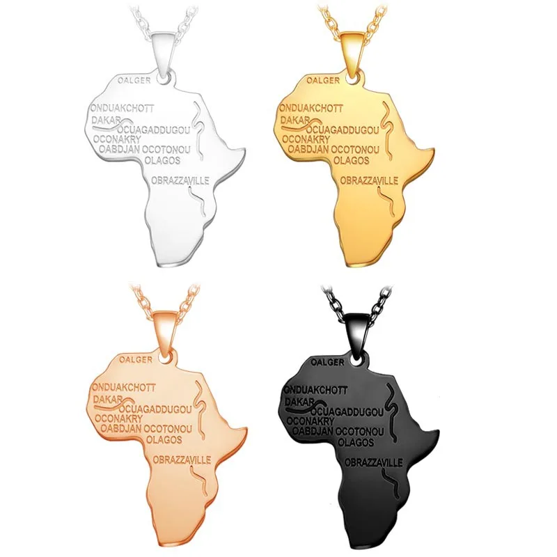 

Rinhoo Gold Color Africa Map Pendant Stainless Steel Motherland Necklaces Simple Design African Maps Jewelry for Women Men Gift