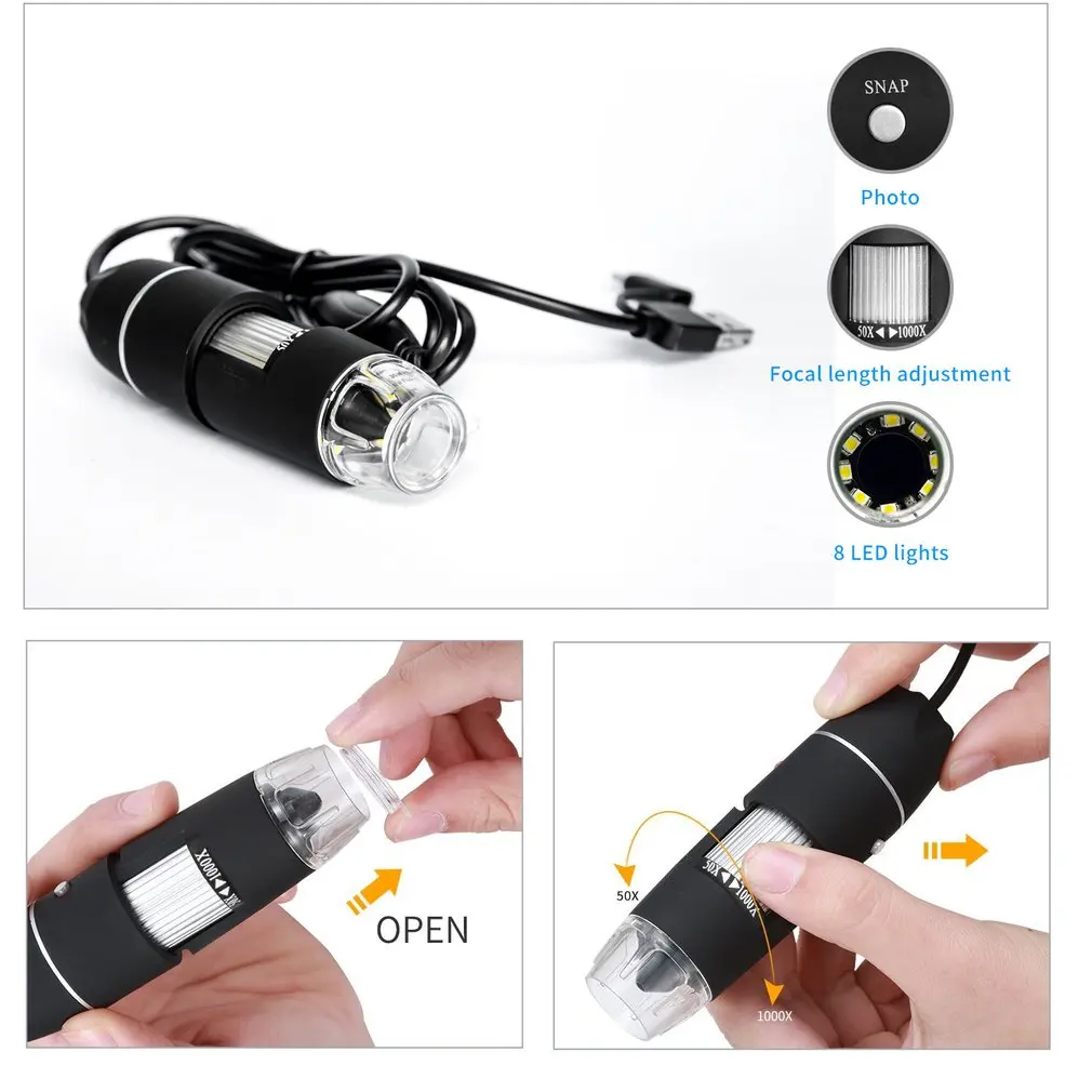 0 3 M/2 M Pixel 1000X 8 LED Электронная Цифровая микро камера Usb мини-видеокамеры