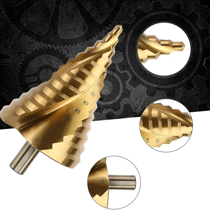 6-65 мм большое ступенчатое сверло с титановым покрытием HSS спираль Сверло шага