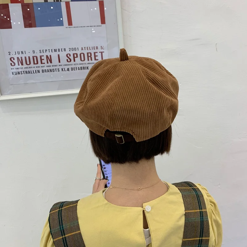 Берет Foux шапки женские вельветовые Ретро кепки на осень и зиму восьмиугольный