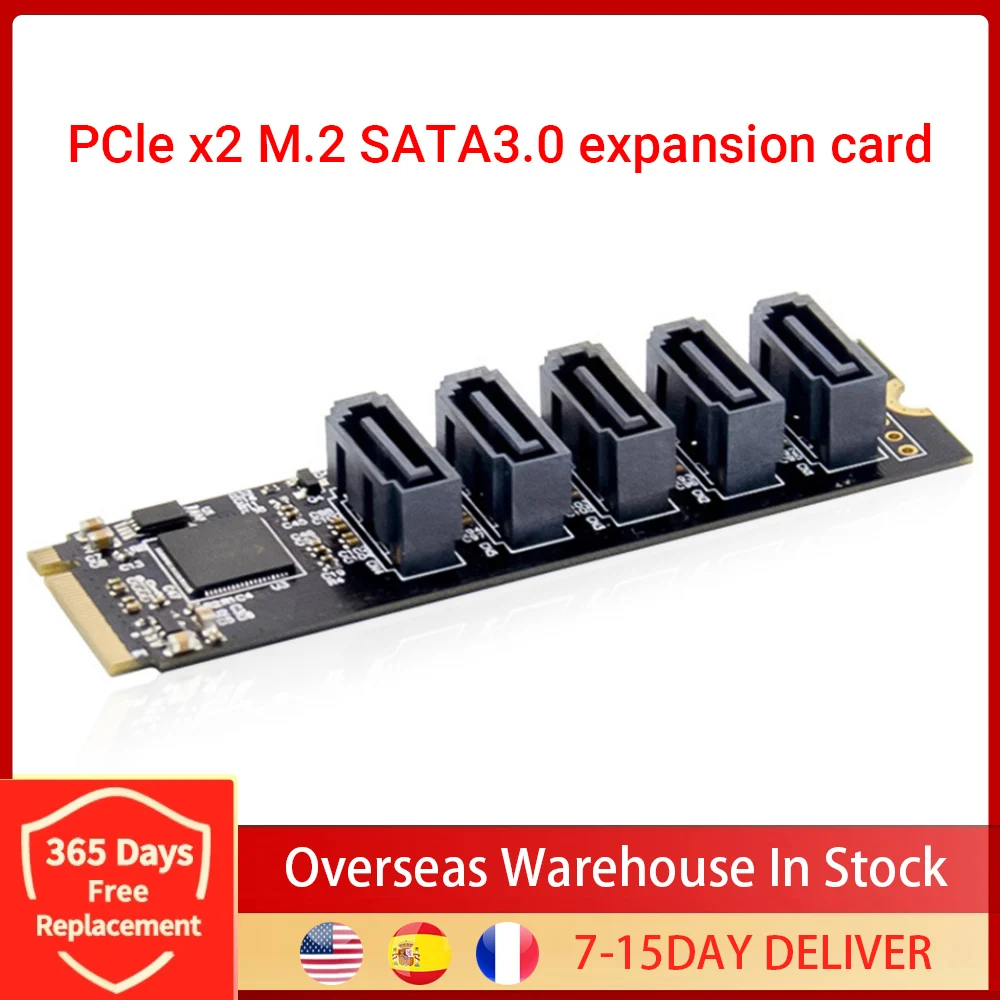 JMB585 M.2 к NGFF 5 портов SATA3.0 адаптер карта Key M Расширительная для ПК ноутбука Прямая