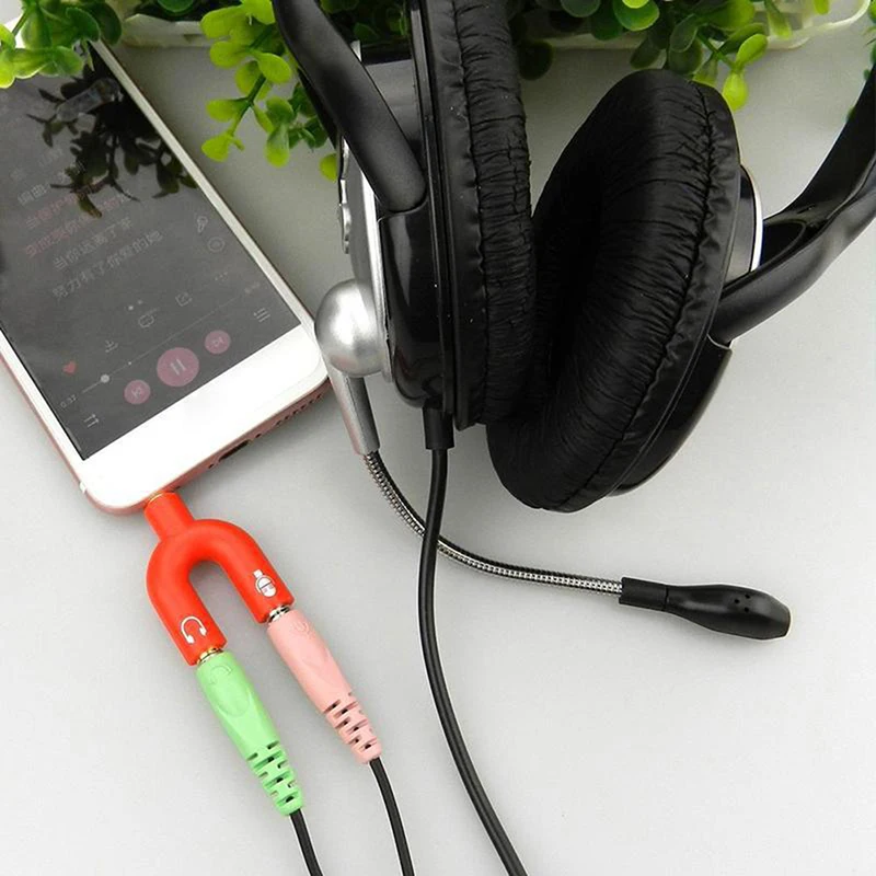 

U Type Adapter Dual 3.5 MM Headphone Plug Audio Cables Splitter Microphone