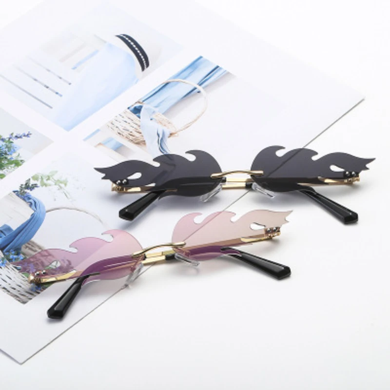 Модные металлические солнцезащитные очки без оправы для женщин 2020 Роскошные