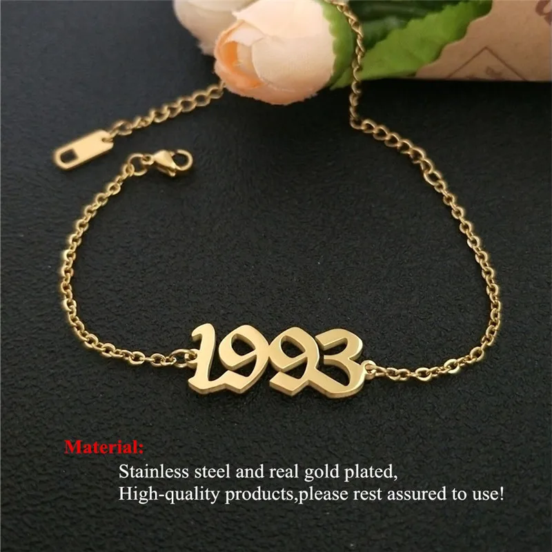 От 1991 до 2000, ножные браслеты для детей с датой рождения и цифрами в английском стиле, женский браслет BFF, ювелирные изделия, Tobilleras Pulsera Para Tobillo