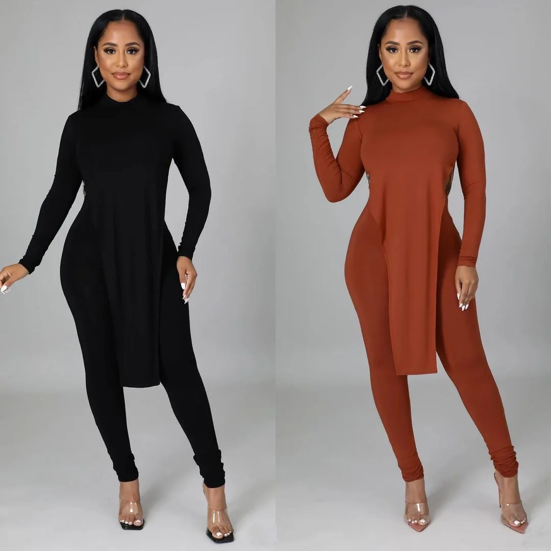 

Ladies Suit 2021 Autumn and Winter Models New Solid Color Long-Sleeved Irregular Two-Piece Casual Sports Women's Clothing