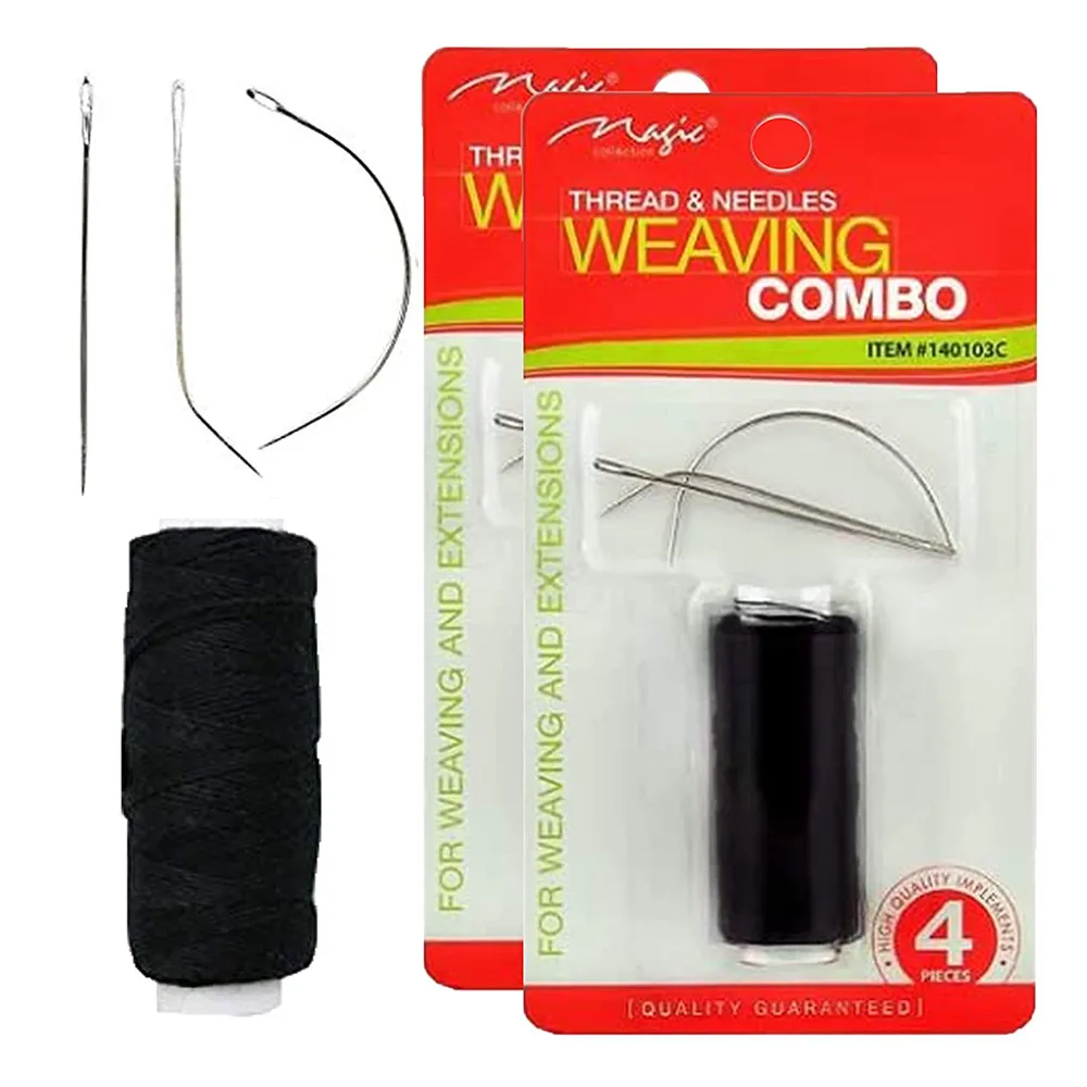 

4Pcs Hair Weave Tools Thread With Curved Straight Needles Hand Sewing Weaving Set For Hair Extensions Weft Weaves Braids